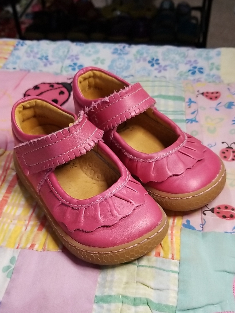 Livie & Luca Pink Shimmer Soft Leather Mary Jane Size 6 Ruche OG Made in Mexico